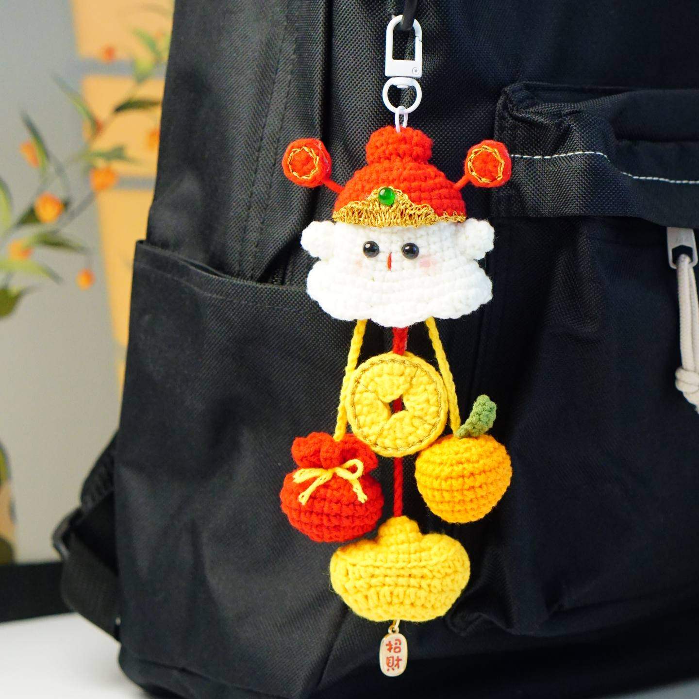 手工DIY毛线编织钩针新年财神小幽灵挂饰招财纳福成品材料创意礼,服饰配件/皮带/帽子/围巾,DIY编织材料包,淘宝优惠券,粉丝福利购,淘宝优惠卷