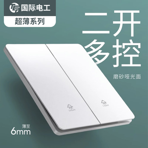 超薄哑光白二开多控tep国际电工