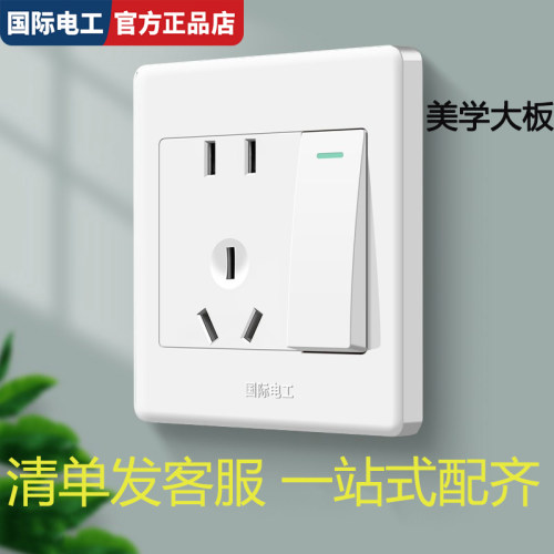 TEP国际电工小板奶油风开关插座