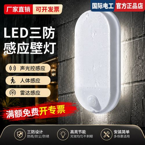 雷达红外三防壁灯声光控走廊庭院