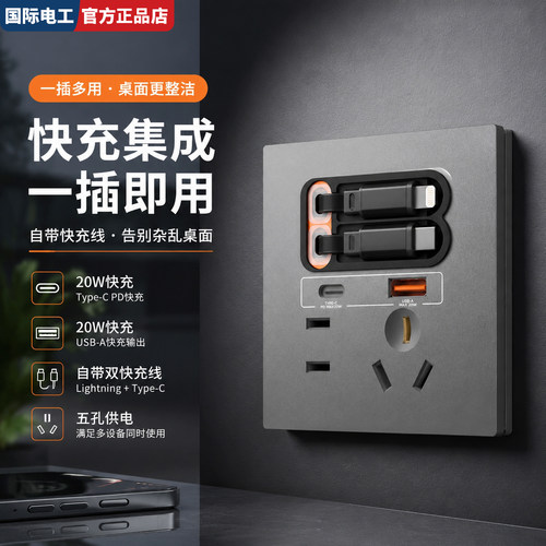 国际电工86型Type-C快充插座
