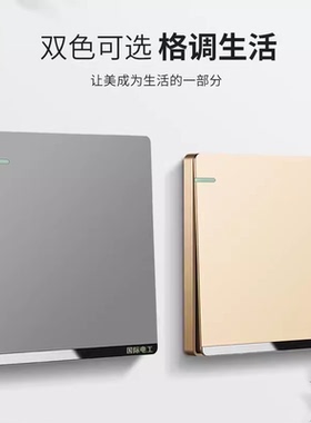 国际电工86型家用墙壁开关插座面板灰色多孔USB暗装一开带5孔五孔