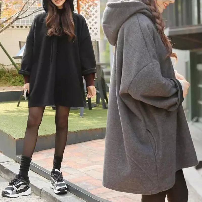 New style of women's clothing Korean students' new plush mid long loose sweater in autumn and winter