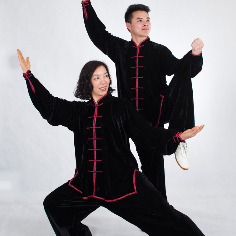 尽武太极服金丝绒 男中国风中老年 太极拳服装 女练功服冬季加厚