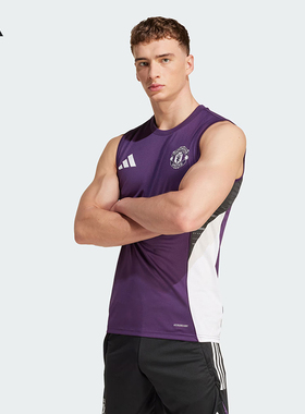 Adidas阿迪达斯25/26曼联球衣赛前无袖背心训练服足球服T恤JP3110