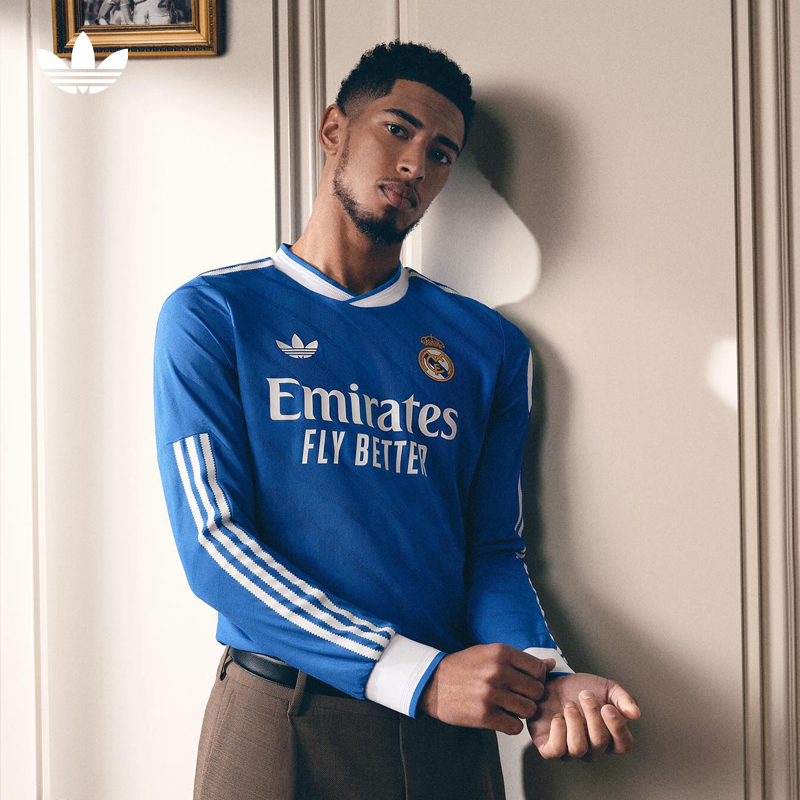 Adidas阿迪达斯皇马25/26第二客场球迷版足球服长袖球衣JW4054