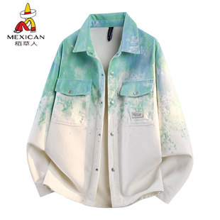 稻草人春秋季 青少年痞帅潮牌高级感休闲夹克潮 牛仔外套男2026新款