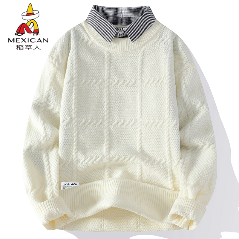 2025秋冬季新款男士假两件针织衫