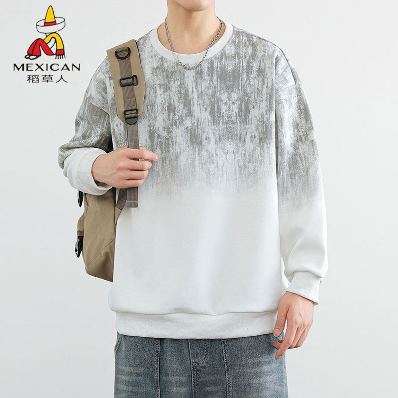 稻草人美式渐变色圆领卫衣男士春秋季潮流重磅宽松复古百搭上衣服,男装,卫衣,淘宝优惠券,粉丝福利购,淘宝优惠卷