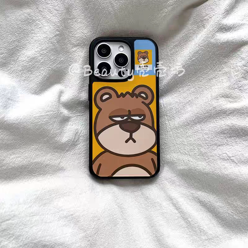 黄橙拼接小狗ins亚克力黑边磁吸适用苹果iPhone16promax手机壳1312pro小米1415Pro华为mate60p70三星S23防摔