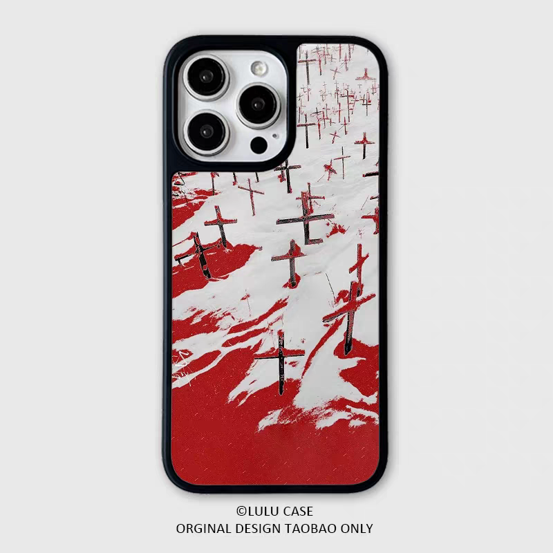 红海十字架原创个性亚克力黑边磁吸适用苹果iPhone16promax手机壳1315pro小米14Pro华为mate60p70三星S23防摔