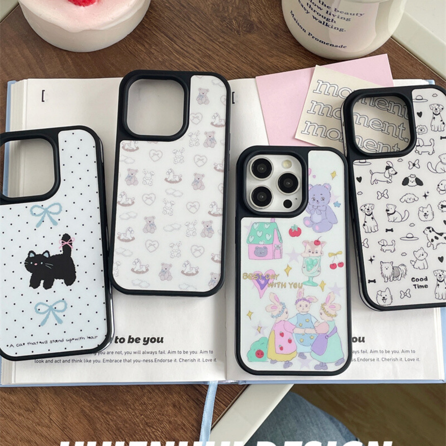 ins卡通狗猫合集亚克力黑边磁吸适用苹果iPhone16promax手机壳1312pro小米1415Pro华为mate60p70三星S23防摔