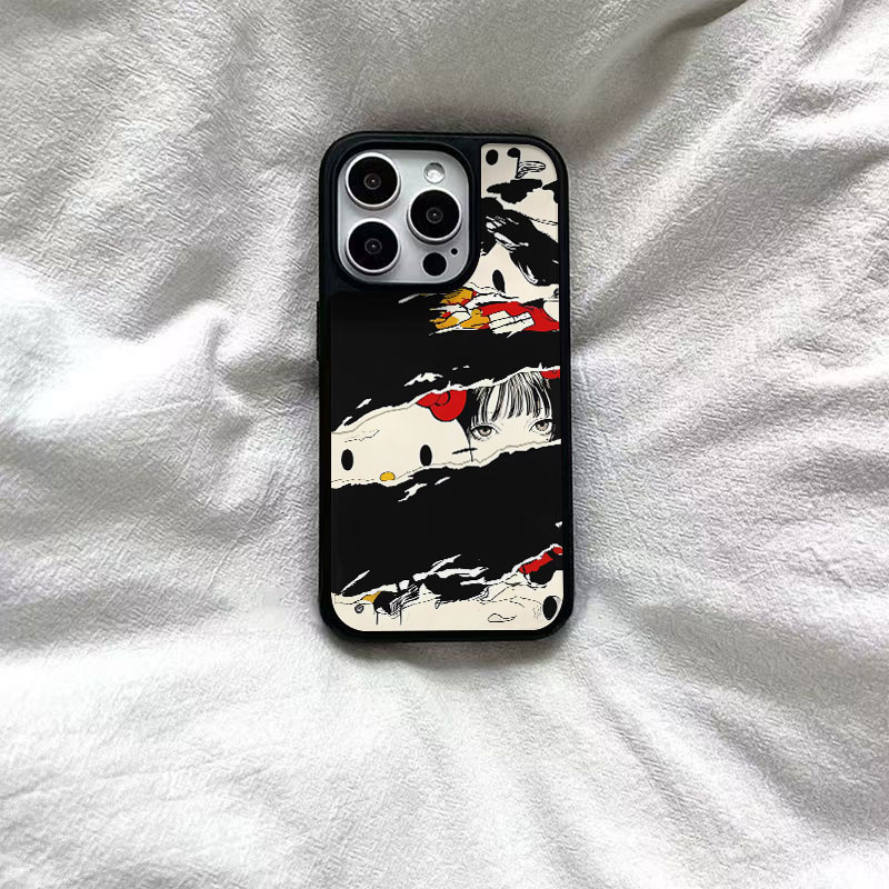 ins撕拉涂鸦绘画亚克力黑边磁吸适用苹果iPhone16promax手机壳1312pro小米1415Pro华为mate60p70三星S23防摔