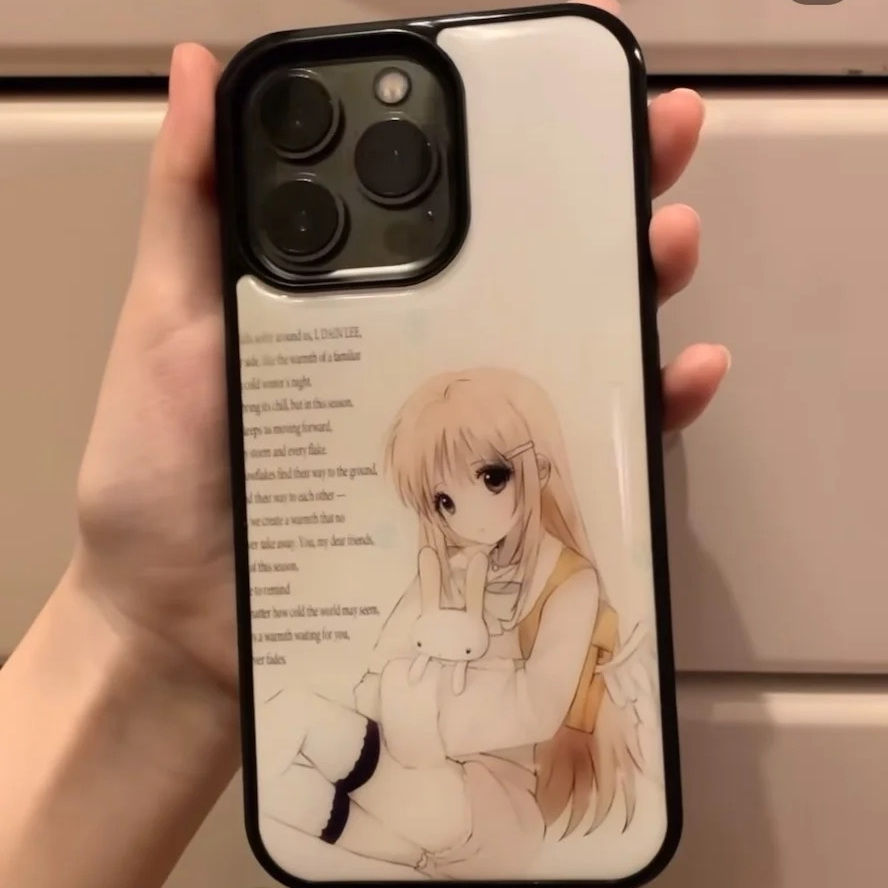 甜美少女动漫人物亚克力黑边适用于苹果iPhone16promax1312pro小米1415Pro华为mate60p70三星S23防摔手机壳