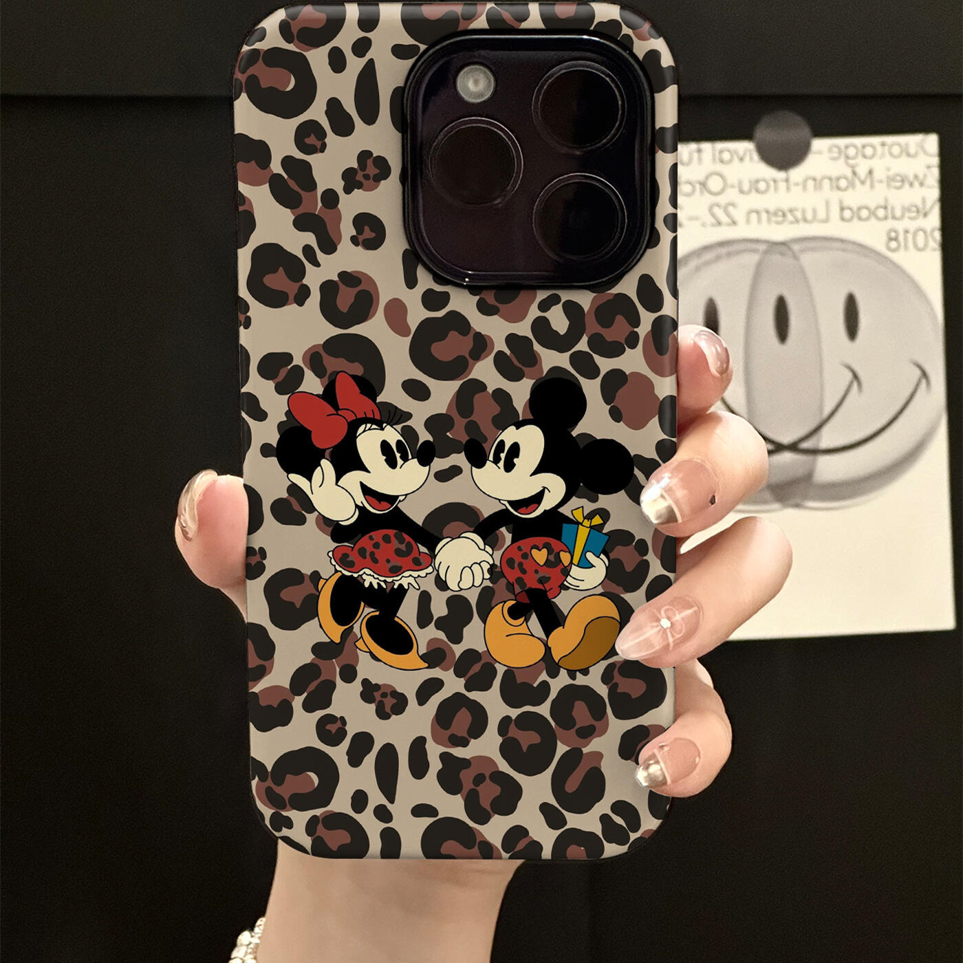 豹纹米奇米妮适用于iPhone16Promax13pro手机壳菲林12mini创意13小众15plus硬软壳11高级感14苹果14pro二合一