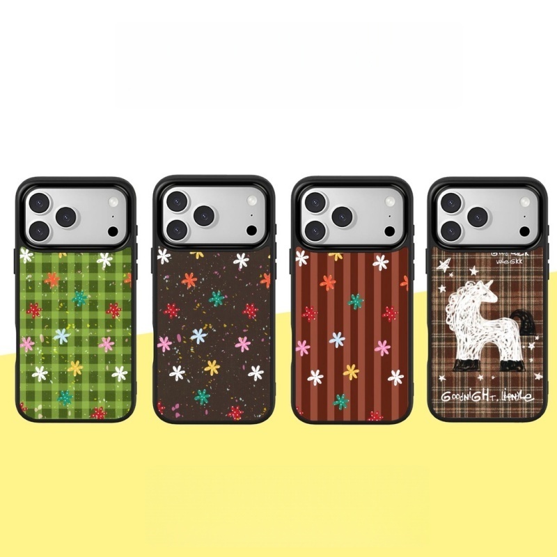 ins风复古小马小花黑边软壳磁吸适用苹果iPhone17promax手机壳1615pro小米1415Pro华为mate60p70三星S23防摔