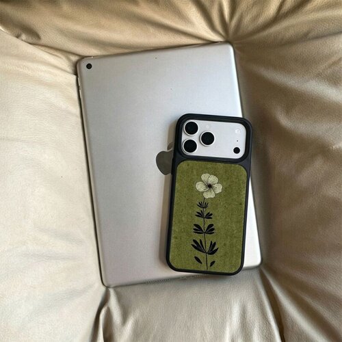 ins风复古小花黑边玻璃磁吸适用苹果小米iPhone17promax手机壳1613pro小米1415Pro华为mate80p90三星S25防摔