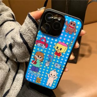 ins古早玩具人物亚克力黑边适用于苹果iPhone16promax1312pro小米1415Pro华为mate60p70三星S23防摔手机壳