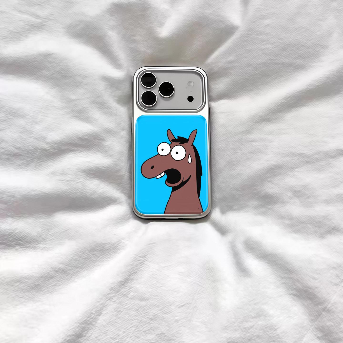 ins原创个性慌张小马电镀银磁吸适用苹果iPhone17promax手机壳1615pro小米1415Pro华为mate60p70三星S23防摔,3C数码配件,手机保护套/壳,淘宝优惠券,粉丝福利购,淘宝优惠卷