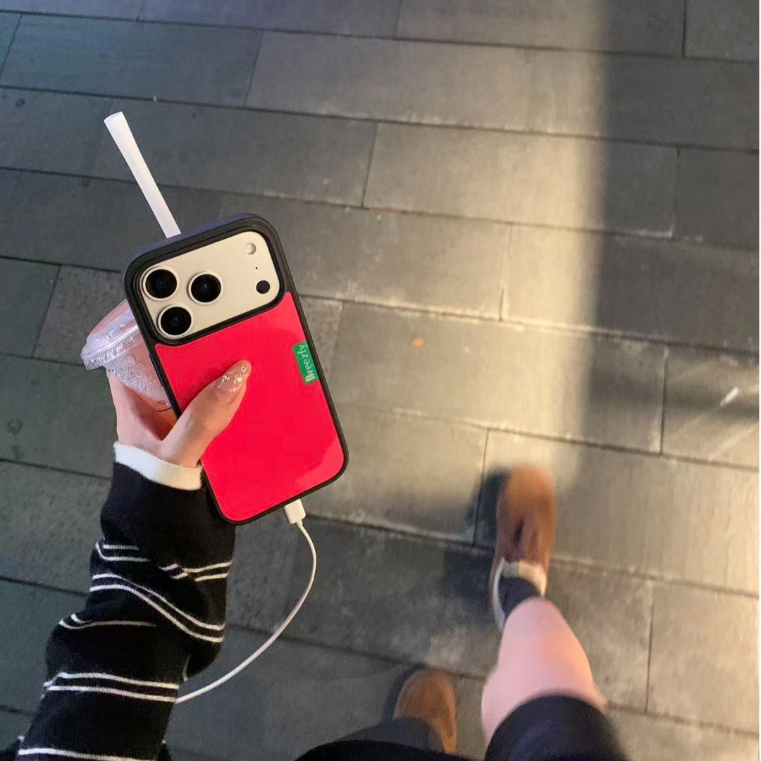 ns风个性玫红英文黑边磁吸适用苹果iPhone17promax16手机壳1312pro小米1415Pro华为mate60p70三星S23防摔软壳