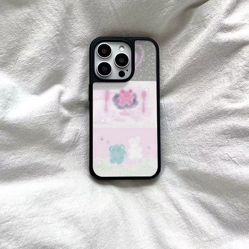 ins风油画艺术小熊黑边软壳磁吸适用苹果iPhone17promax手机壳1615pro小米1415Pro华为mate60p70三星S23防摔