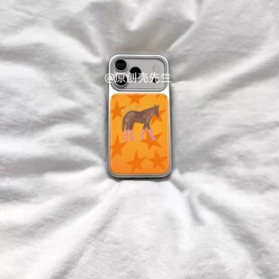 ins马年复古星星小马电镀银磁吸适用苹果iPhone17promax手机壳1615pro小米1415Pro华为mate60p70三星S23防摔