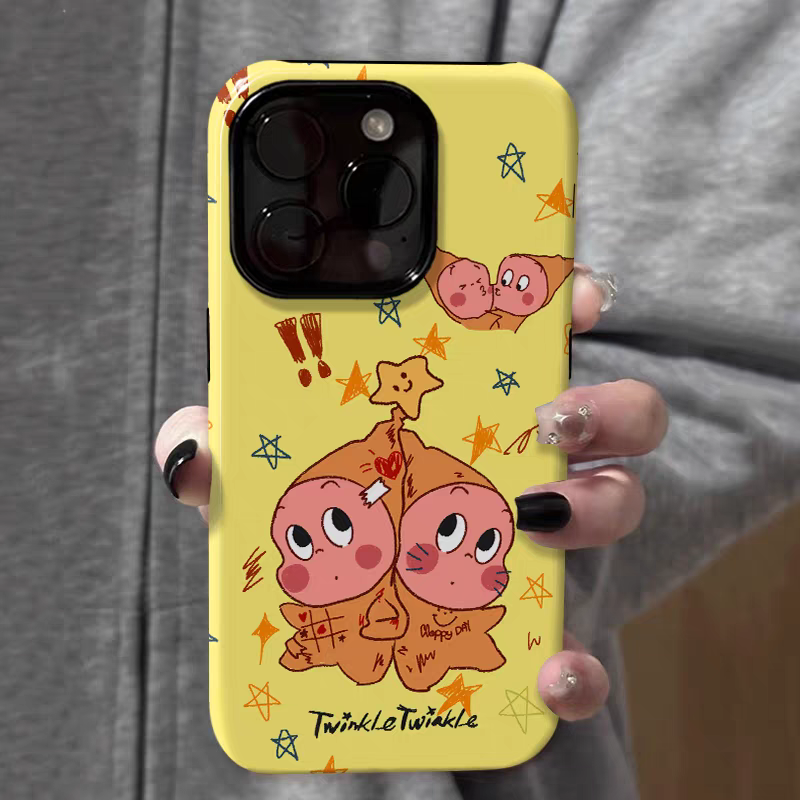 星星人适用苹果16promax/iphone16pro新款韩式ins风氛围感15/14/13/全包型小众创意高级感卡通黄色手机壳女生