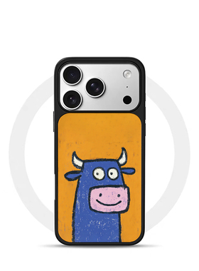 ins可爱黄色小牛黑边电镀银磁吸适用苹果iPhone17promax手机壳1615pro小米1415Pro华为mate60p70三星S23防摔