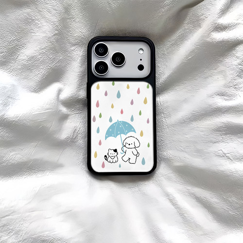 ins风下雨动物黑边软壳磁吸适用苹果小米iPhone17promax手机壳1613pro小米1415Pro华为mate60p70三星S23防摔