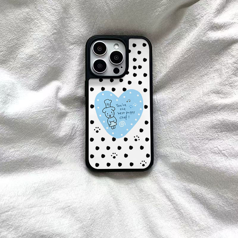 ins风爱心小狗黑边软壳磁吸适用苹果小米iPhone17promax手机壳1613pro小米1415Pro华为mate60p70三星S23防摔