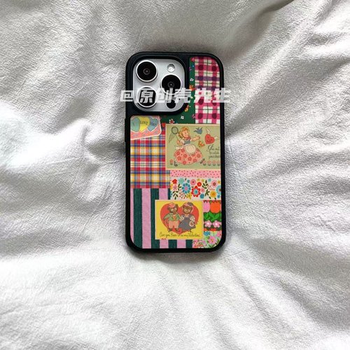 ins风春日游记亚克力黑边磁吸适用于苹果iPhone16promax1312pro小米1415Pro华为mate60p70三星S23防摔手机壳