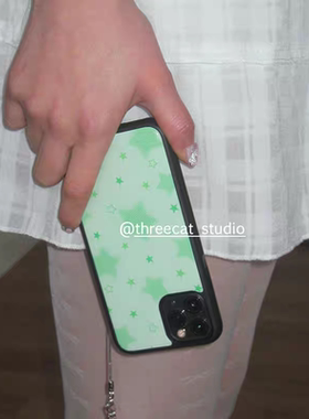艺术绿色半调星星亚克力黑边磁吸适用苹果iPhone16promax手机壳1312pro小米1415Pro华为mate60p70三星S23防摔