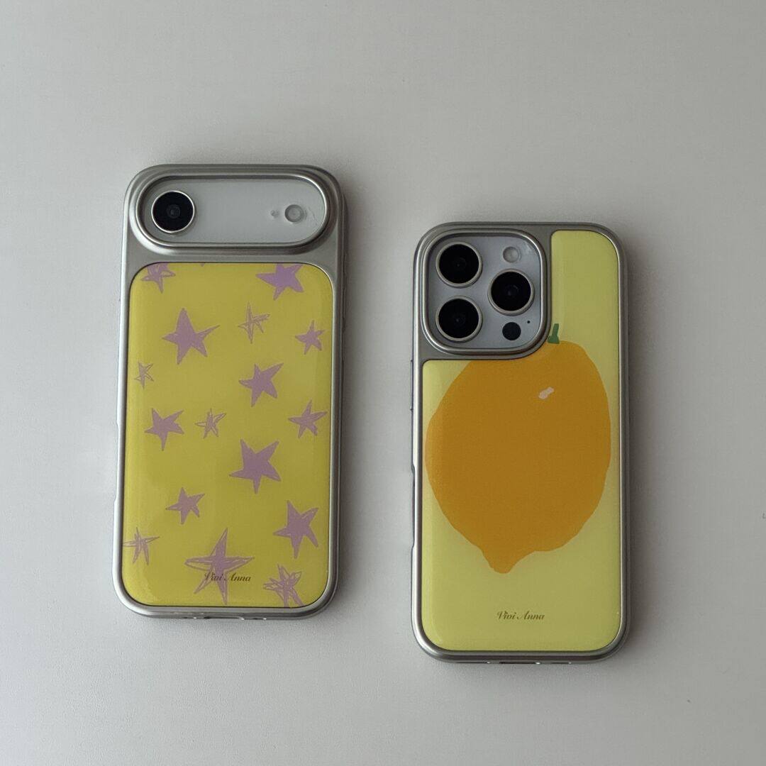 ins风橘子黄色系列银边滴胶手机壳适用苹果iPhone17promax高级感保护套小众16plus华为15pro14防摔小米13pro