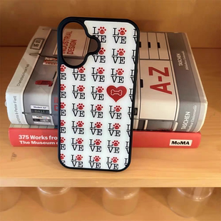 我爱狗狗满印原创亚克力黑边磁吸适用苹果iPhone16promax手机壳1312pro小米1415Pro华为mate60p70三星S23防摔