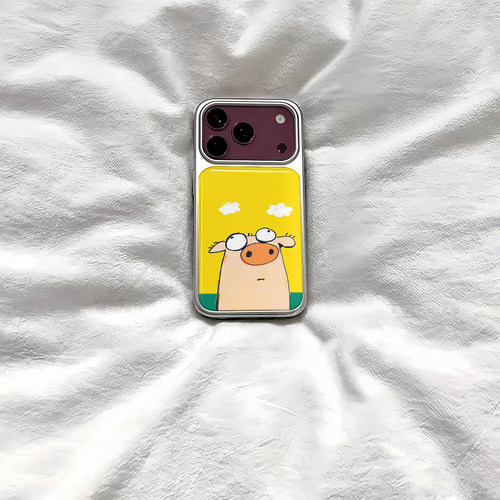 ins可爱复古抽象小猪电镀银磁吸适用苹果iPhone17promax手机壳1615pro小米1415Pro华为mate80p70三星S23防摔
