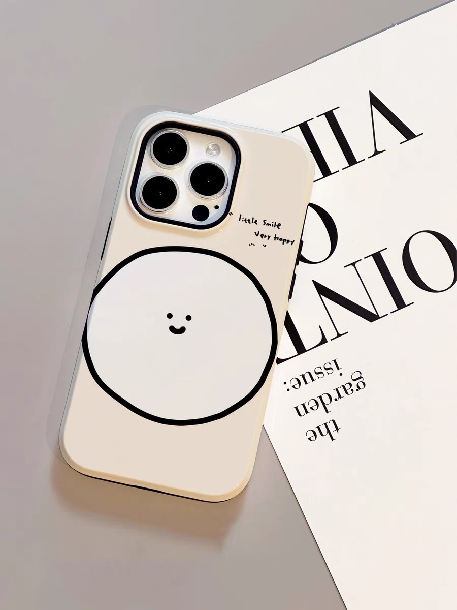 大饼脸菲林二合一适用iPhone15promax手机壳小众14plus苹果13简约12高级11个性mini卡通78亮面xs磨砂xr保护套