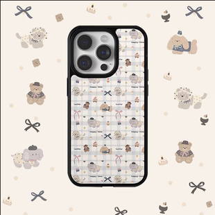 原创ins小猫集会亚克力黑边磁吸适用苹果iPhone16promax手机壳1312pro小米1415Pro华为mate60p70三星S23防摔