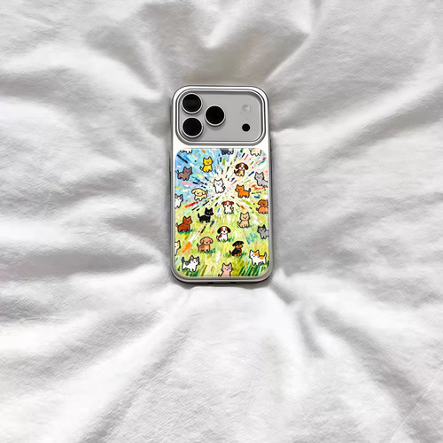 ins风古早可爱小动物电镀银磁吸适用苹果iPhone17promax手机壳1615pro小米1415Pro华为mate60p70三星S23防摔