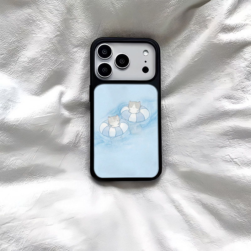 ins风泳圈小狗黑边软壳磁吸适用苹果小米iPhone17promax手机壳1613pro小米1415Pro华为mate60p70三星S23防摔