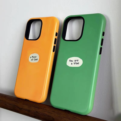 适用于苹果华为小米14手机壳15情侣款13橙黄绿iphone16promax硅胶菲林二合一磨砂全包防摔纯色简约耐看保护套
