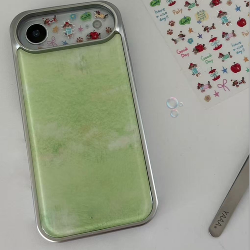 ins晕染个性油画电镀银滴胶手机壳适用苹果iPhone17promax高级感保护套小众16plus亮面15pro14防摔简约13pro