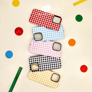 原创适用于格纹小众原创设计磁吸时髦韩国菲林手机壳红黑白蓝粉黄磨砂情侣iphone12手机套二合一个性 创意潮