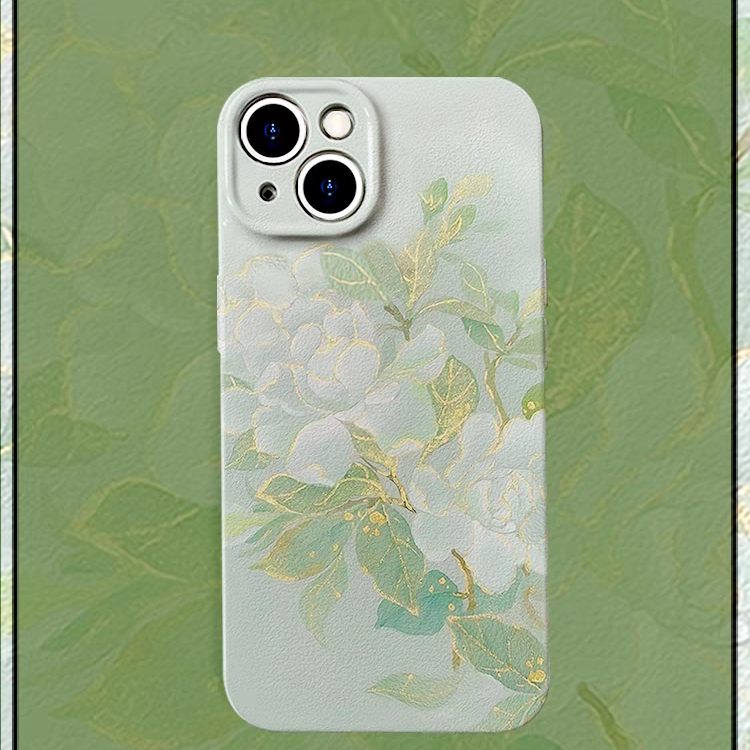 莫离~中式绿茉莉菲林适用iPhone15/14promax手机壳OPPOreno9软红米note13pro文艺风小米14硬OPPOa58苹果12pro