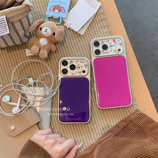 ins简约纯色亮色红紫电镀银磁吸适用苹果iPhone17promax手机壳1615pro小米1415Pro华为mate60p70三星S23防摔