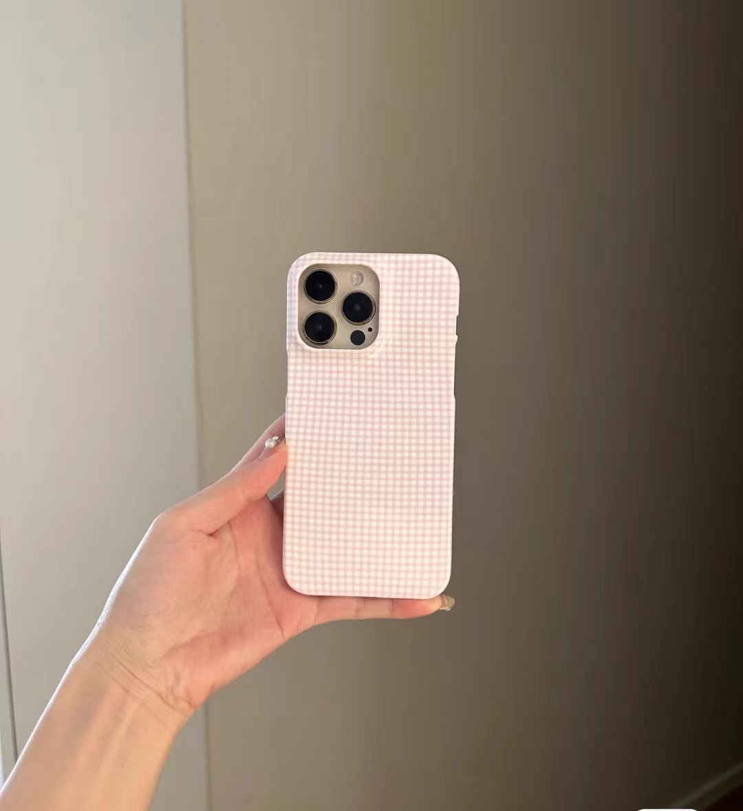 适于用苹果15promax手机壳iphone13菲林11粉色格子12pro个性mini创意xsmax新款xr亮面全包plus保护套13promax