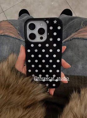 imsY2K星星波点亚克力黑边磁吸适用于苹果iPhone16promax1312pro小米1415Pro华为mate60p70三星S23防摔手机壳