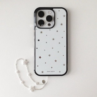 ins复古个性 星星黑边镜面手机壳适用苹果iPhone17promax高级感保护套小众16plus亮面15pro14防摔简约13pro