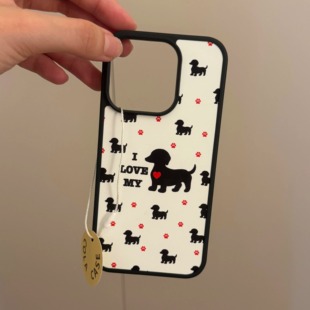 小狗亚克力黑边磁吸适用苹果iPhone16promax手机壳1312pro小米1415Pro华为mate60p70三星S23防摔 ins我爱我
