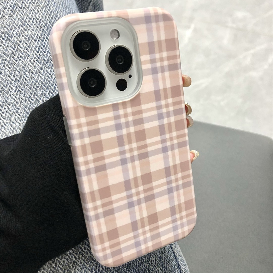 原创咖色条纹适用于iPhone16Promax13pro手机壳菲林13mini创意13小众15plus硬软壳11高级感14苹果14pro二合一