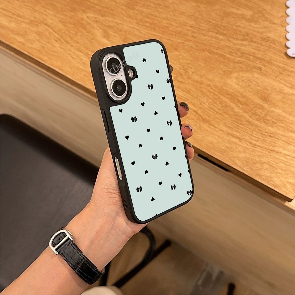 ins风爱心蝴蝶结亚克力黑边磁吸适用苹果iPhone16promax手机壳1315pro小米14Pro华为mate60p70三星S23防摔12